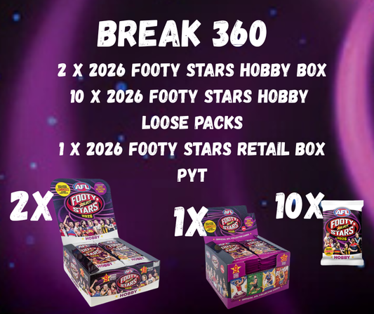 Break 360 Footy Stars Hobby & Retail mixer. 3 box break plus Hobby loose packs - Pick Your Team