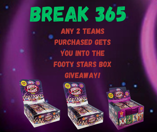 Break 365 Footy Stars Hobby & Retail mixer. 3 box break - Pick Your Team