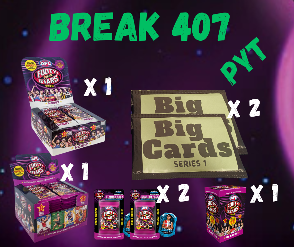 Break 407 Footy Stars Hobby & Retail mixer PLUS 2 BIG CARDS Re-Packs. - Pick Your Team